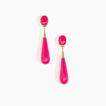 Dinosaur Designs Large Dew Drop Earrings in Flamingo Colour resin with Clips Backing.