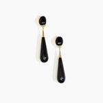 Dinosaur Designs Large Dew Drop Earrings in Black color resin with Clips Backing
