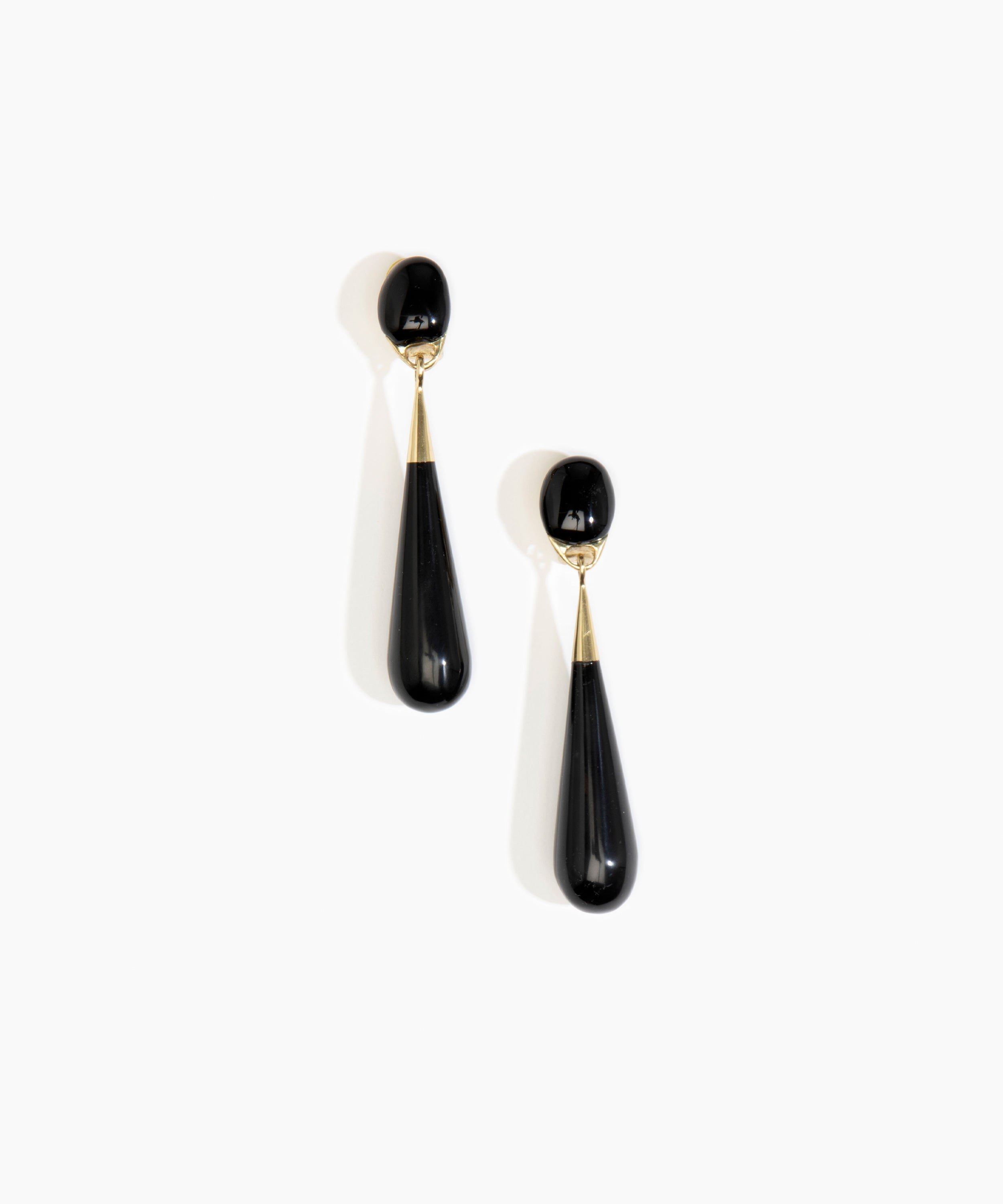 Dinosaur Designs Large Dew Drop Earrings in Black Colour resin with Clips Backing.