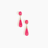 Dinosaur Designs Medium Dew Drop Earrings in Flamingo color resin with Clips Backing
