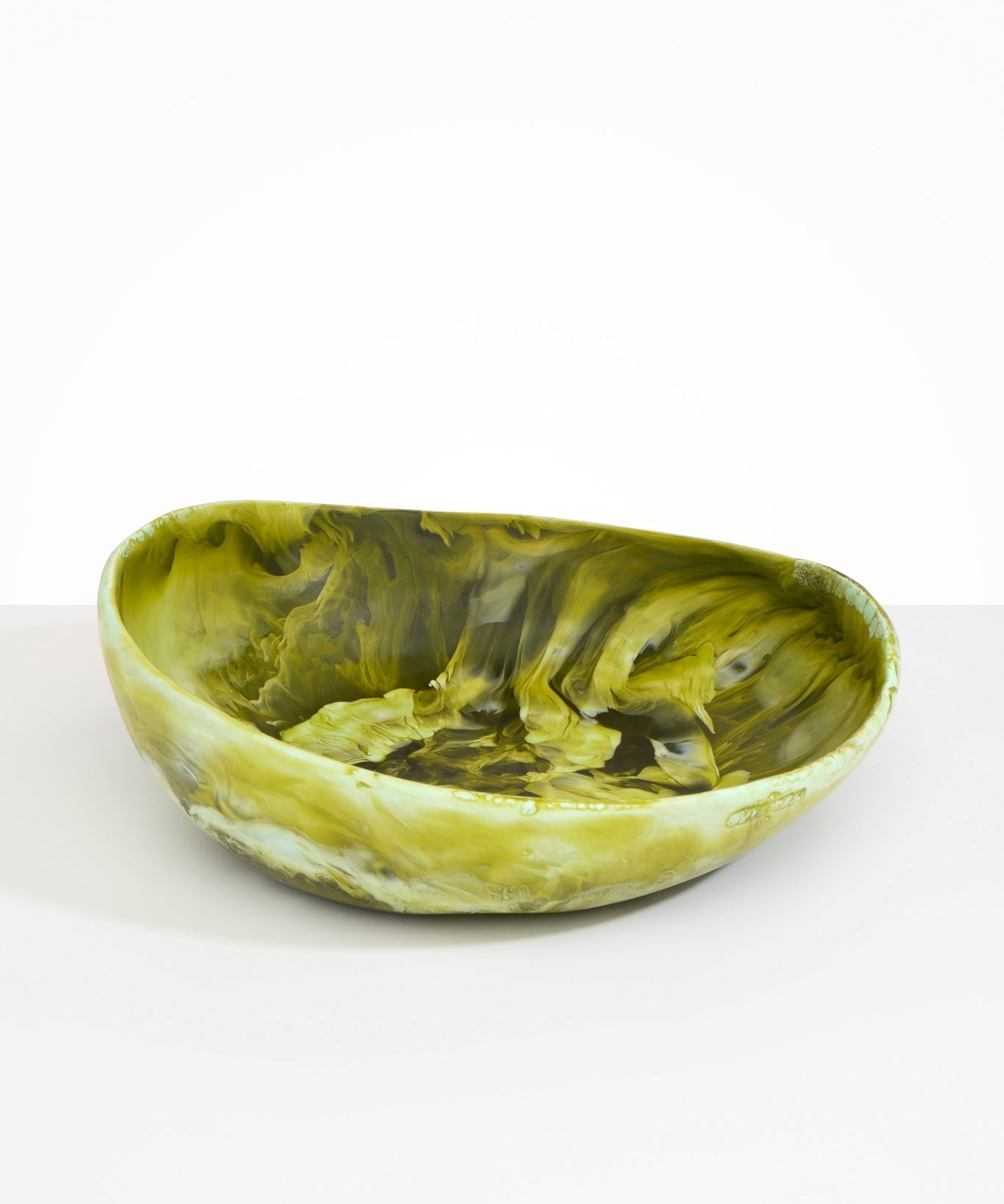 Dinosaur Designs Large Flow Bowl in Malachite Colour resin..