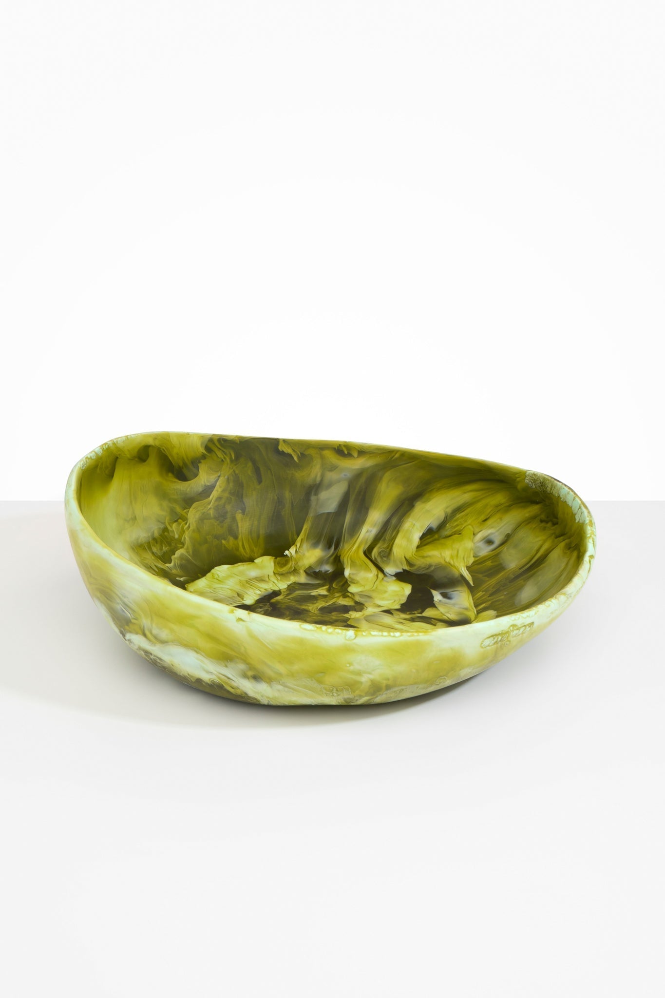 Dinosaur Designs Large Flow Bowl in Malachite Colour resin.