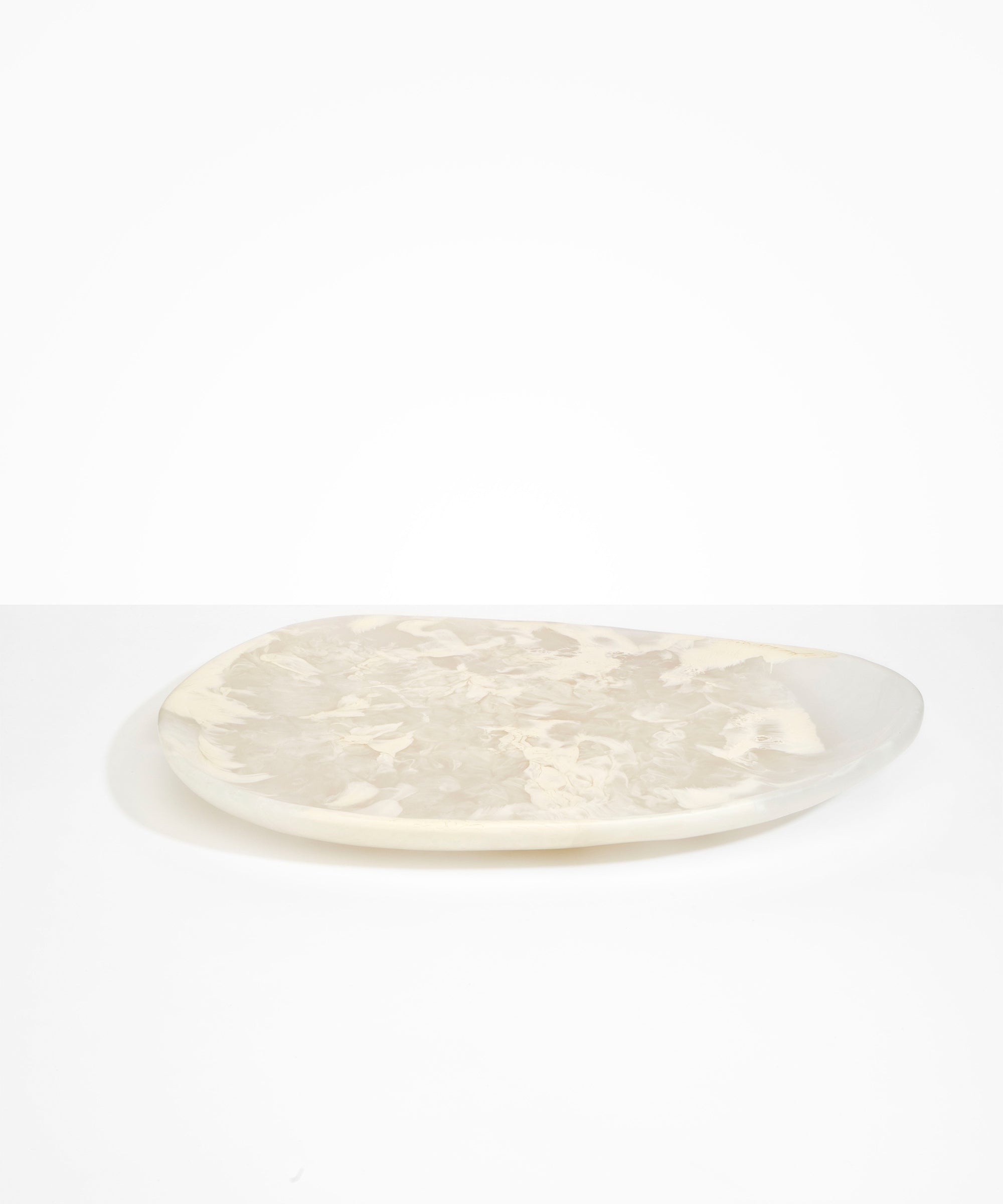 Dinosaur Designs Large Pebble Platter in Chalk Swirl Colour resin.