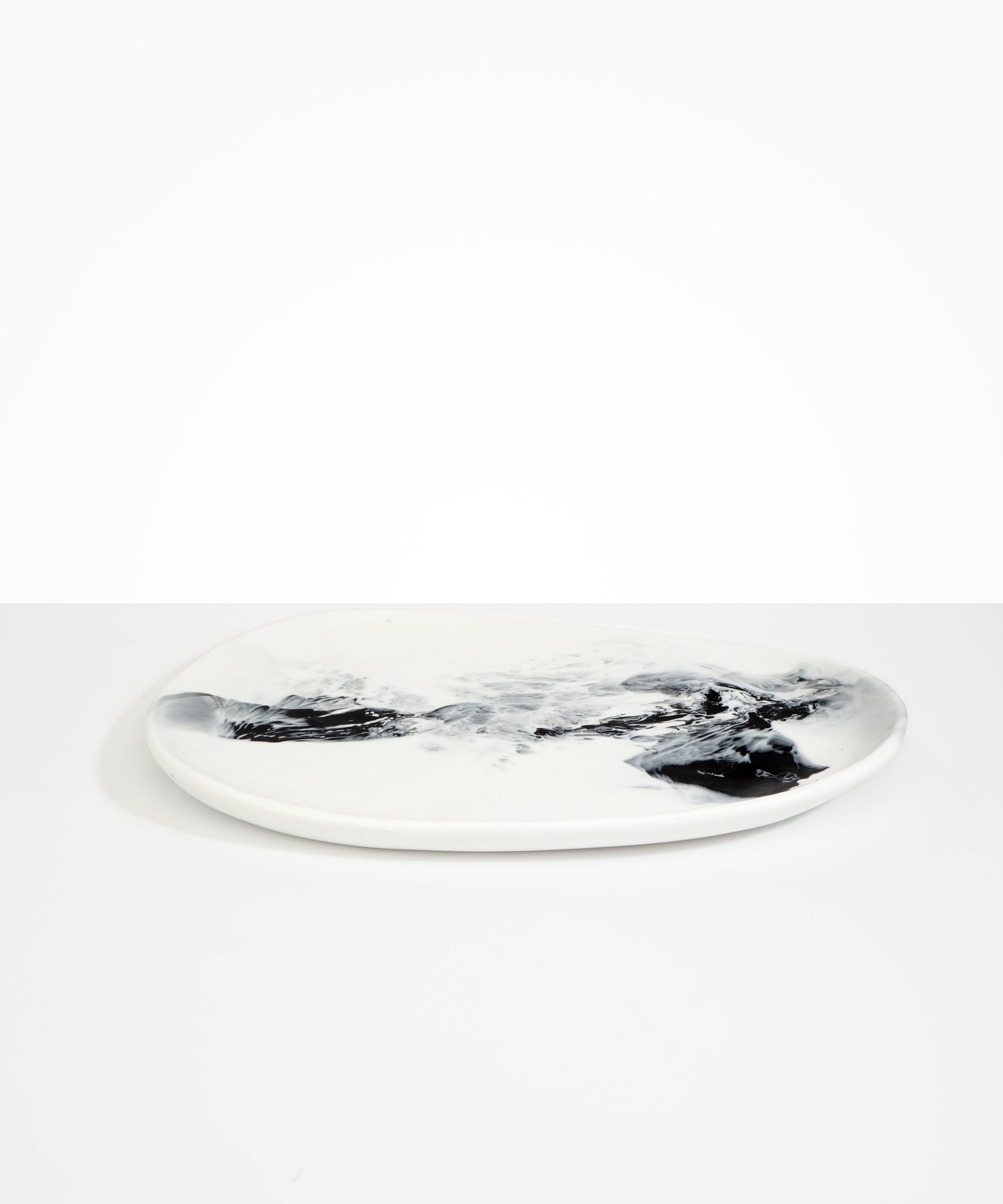 Dinosaur Designs Large Pebble Platter in White Marble Colour resin.