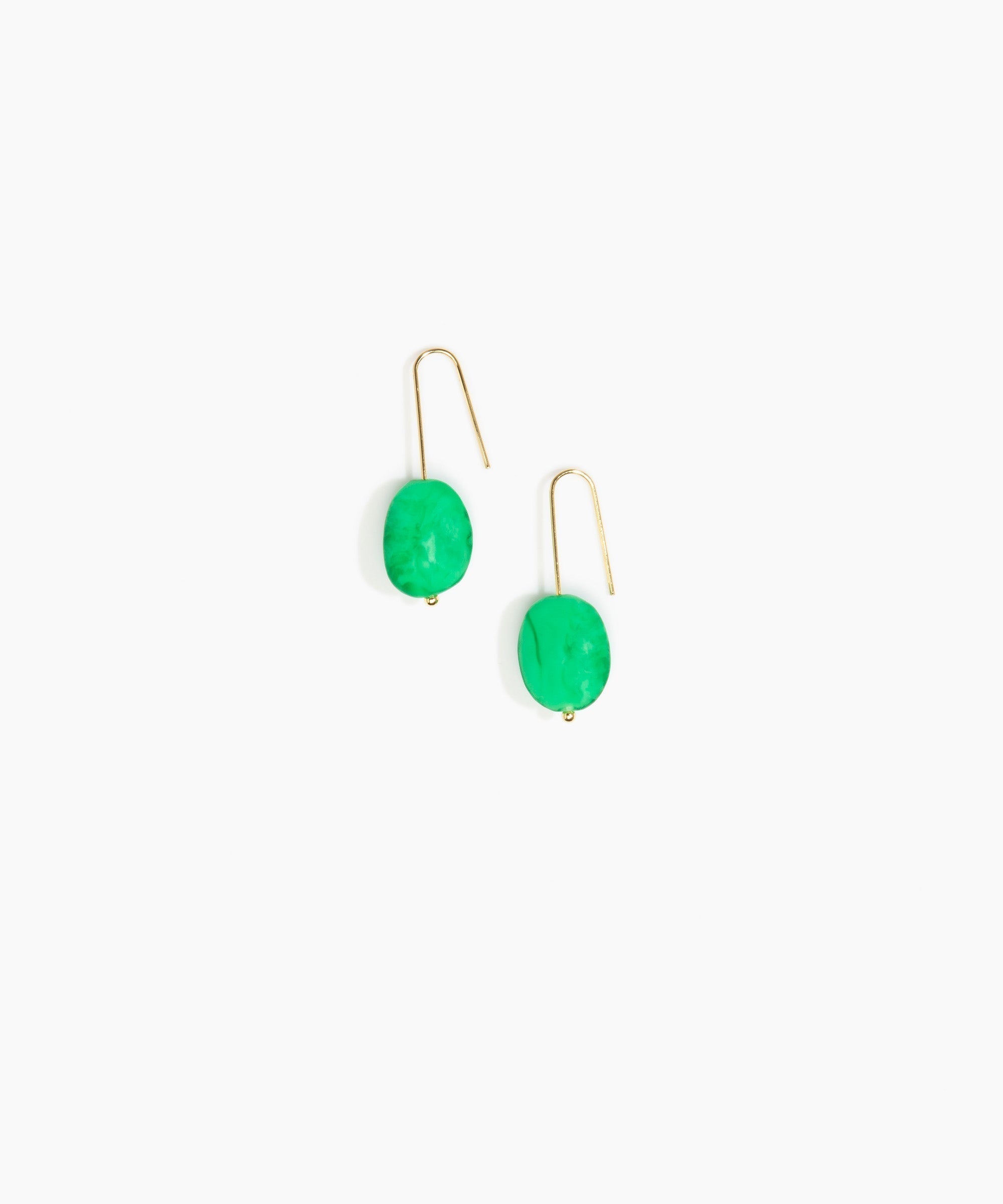 Dinosaur Designs Earth Wire Earrings in Leaf Colour resin with Gold-Filled Material.
