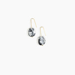 Dinosaur Designs Earth Wire Earrings in White Marble Colour resin with Gold-Filled Material.