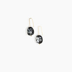 Dinosaur Designs Earth Wire Earrings in Black Marble Colour resin with Gold-Filled Material.