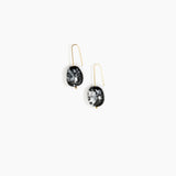 Dinosaur Designs Earth Wire Earrings in Black Marble Colour resin with Gold-Filled Material..