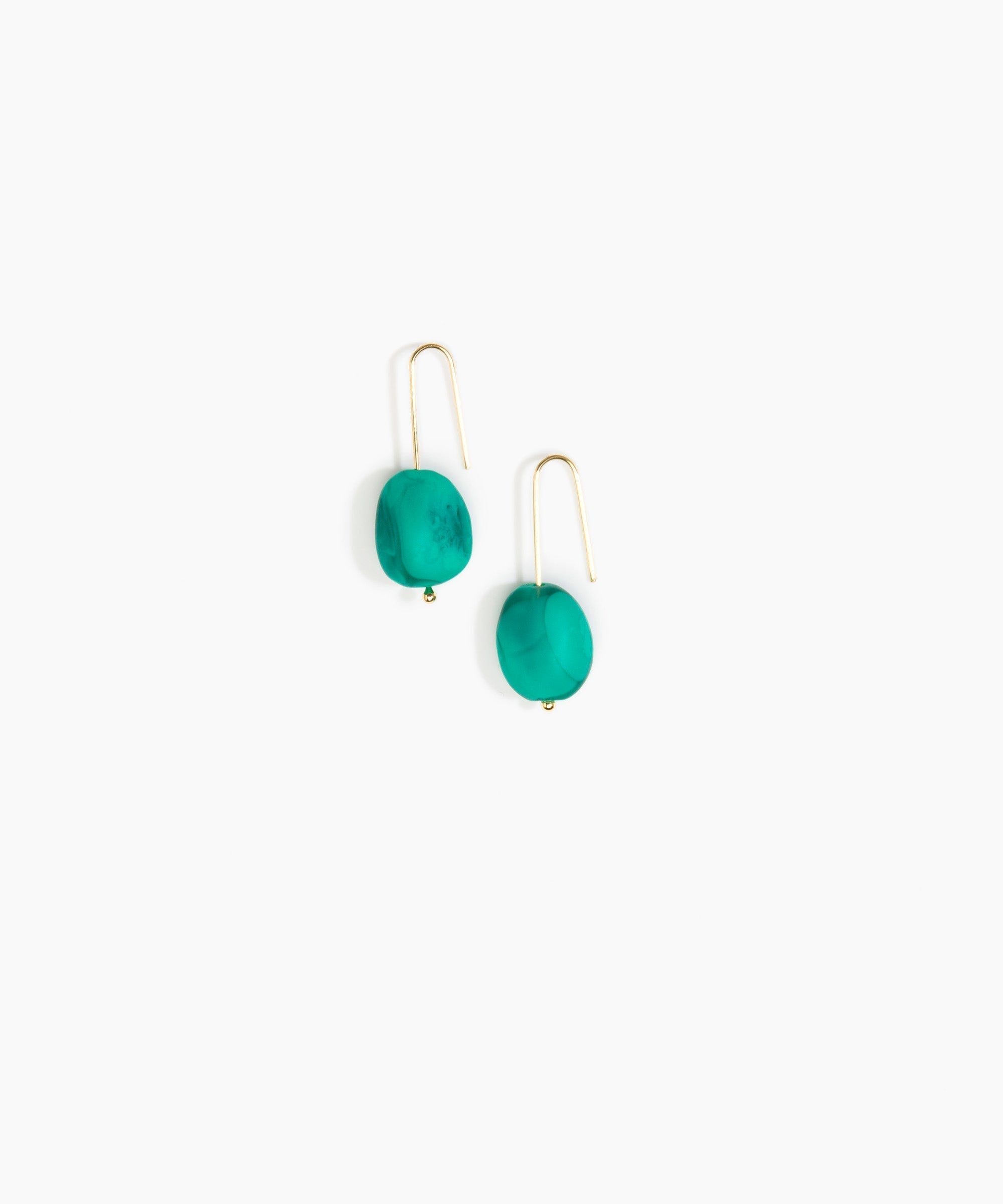 Dinosaur Designs Earth Wire Earrings in Mineral Swirl Colour resin with Gold-Filled Material.