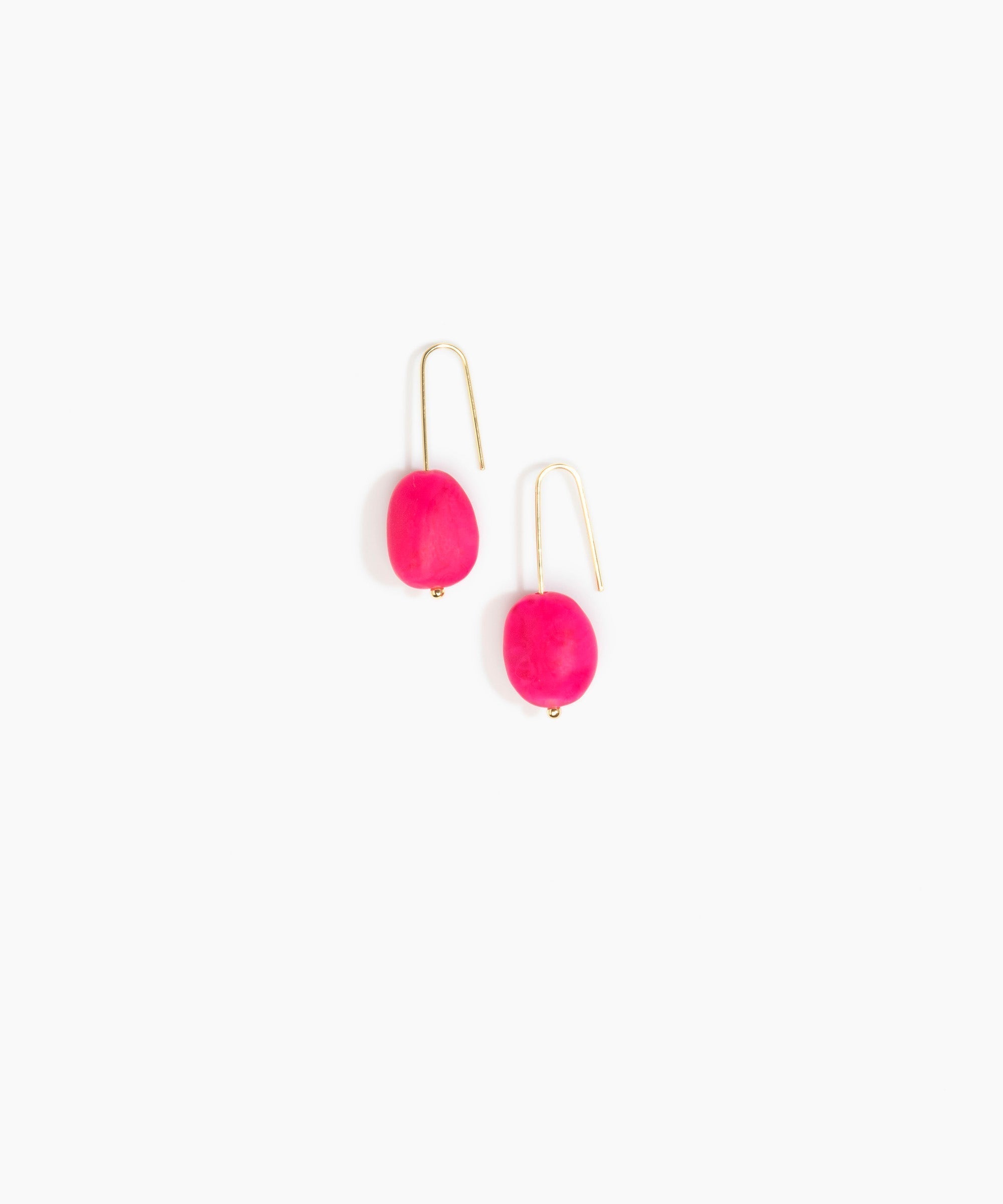 Dinosaur Designs Earth Wire Earrings in Flamingo Colour resin with Gold-Filled Material.