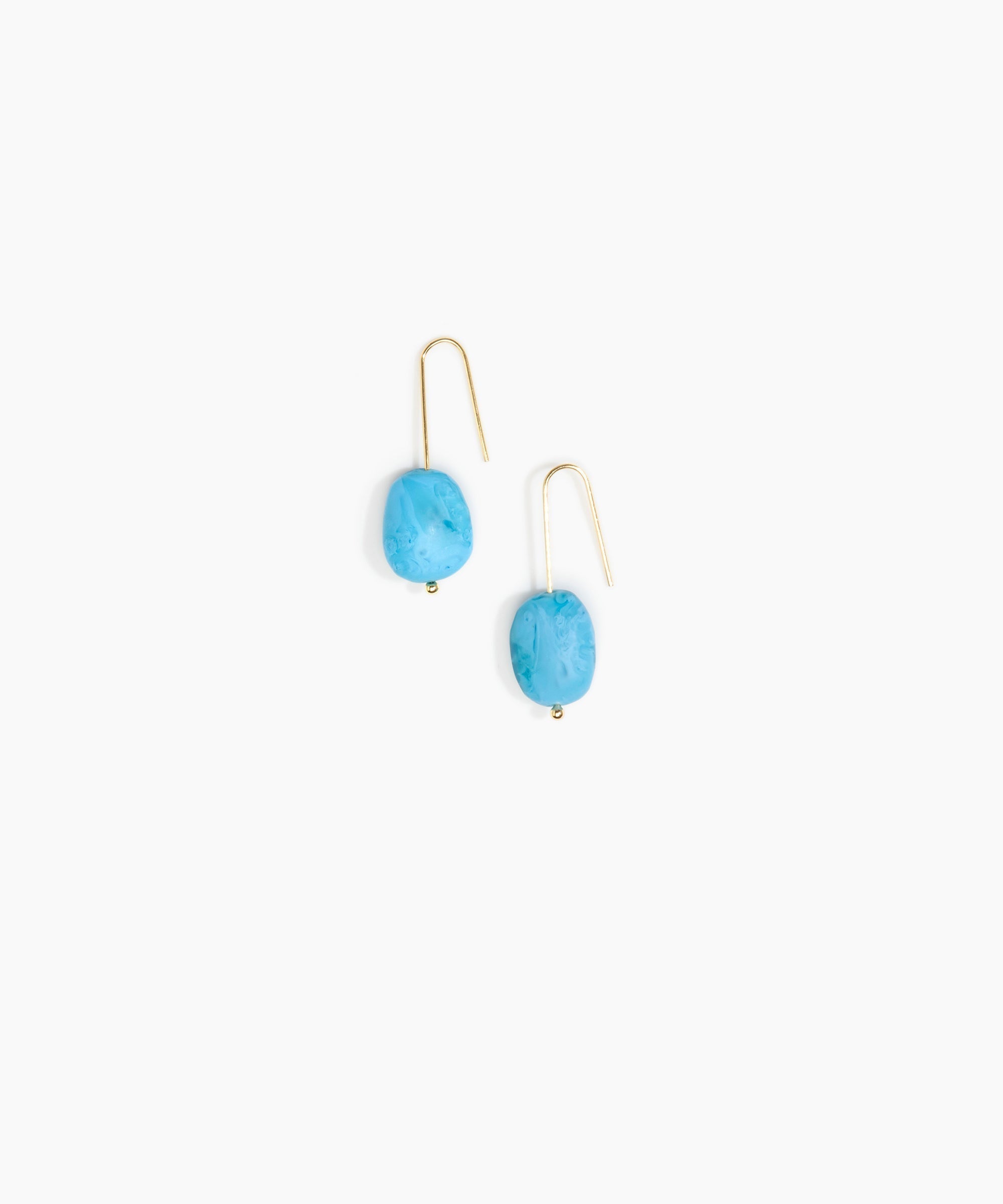 Dinosaur Designs Earth Wire Earrings in Sky Colour resin with Gold-Filled Material.