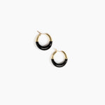 Dinosaur Designs Small Horn Hoop Earrings in Black Colour resin with Nano-Coated Brass Material.