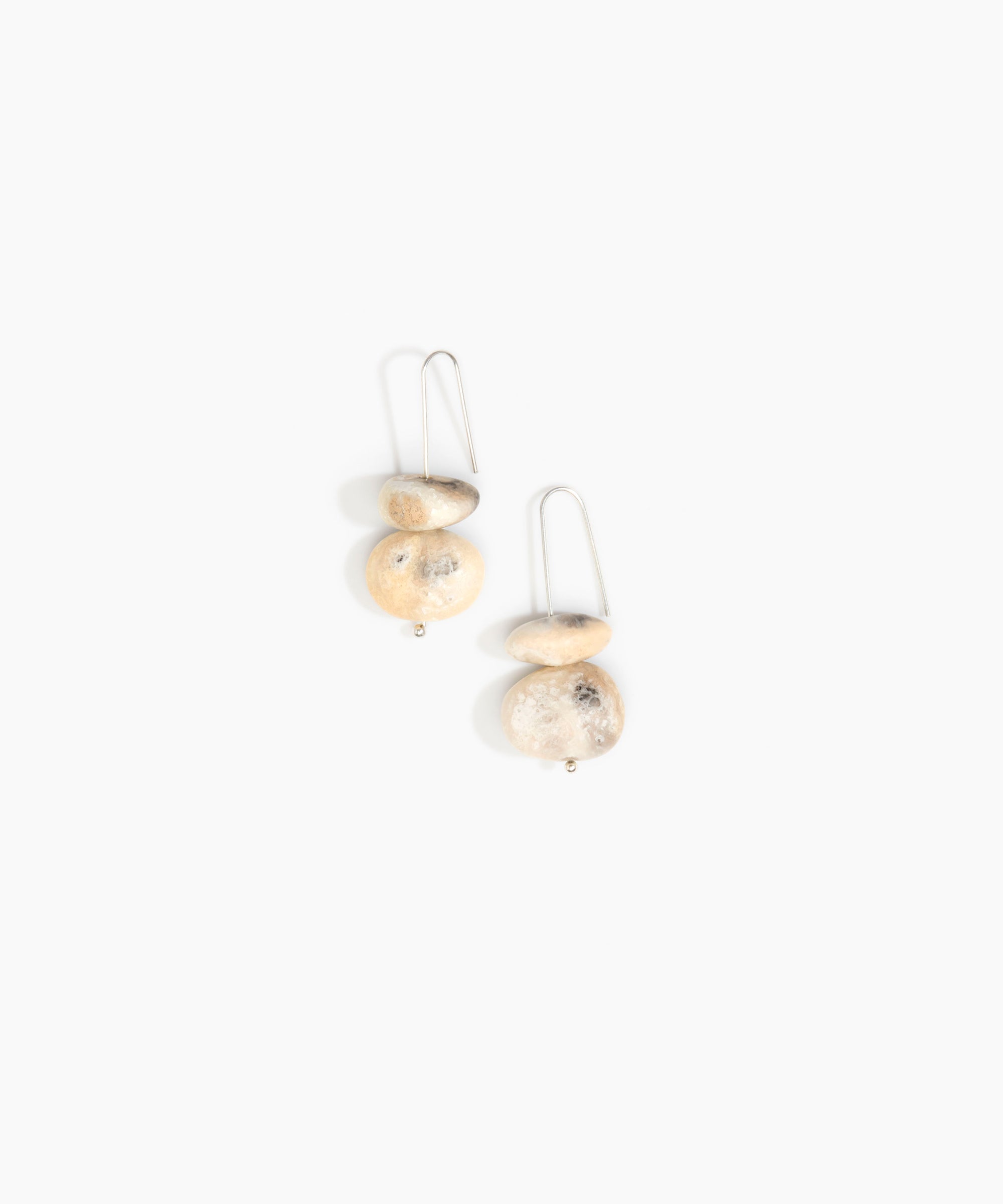 Dinosaur Designs Temple Earth Wire Earrings in Sandy Pearl Colour resin with 925 Sterling Silver Material