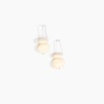 Dinosaur Designs Temple Earth Wire Earrings in Cream Colour resin with 925 Sterling Silver Material