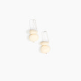Dinosaur Designs Temple Earth Wire Earrings in Cream Colour resin with 925 Sterling Silver Material