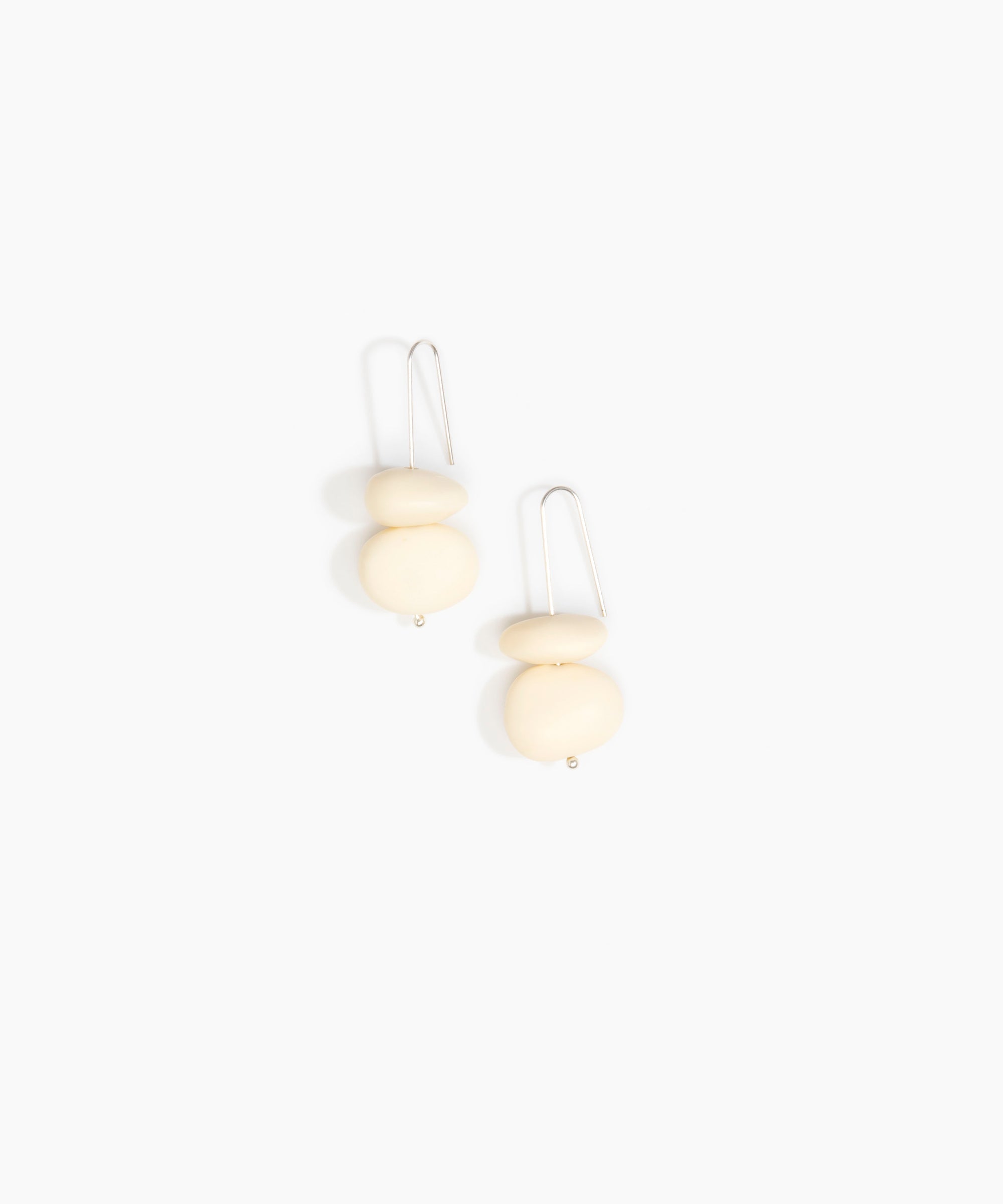 Dinosaur Designs Temple Earth Wire Earrings in Cream Colour resin with 925 Sterling Silver Material.