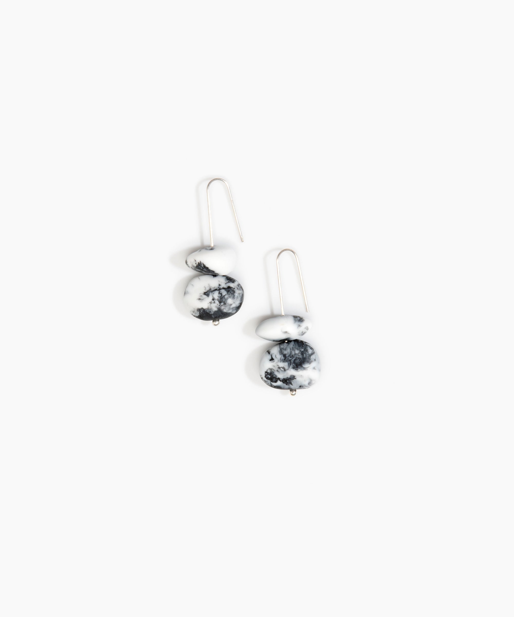 Dinosaur Designs Temple Earth Wire Earrings in White Marble Colour resin with 925 Sterling Silver Material.