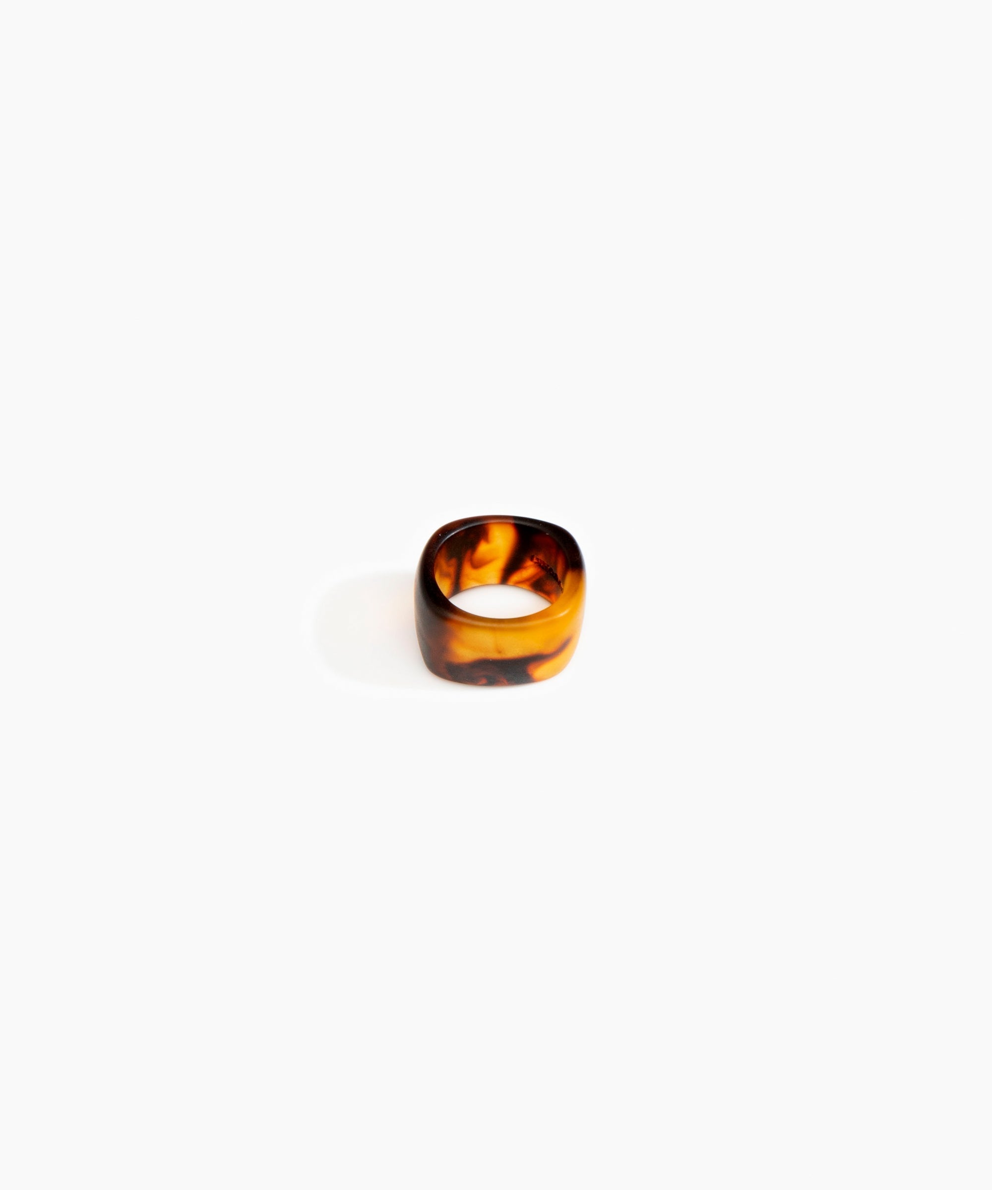 Dinosaur Designs Cube Ring in Tortoise Colour resin with Wide Fit