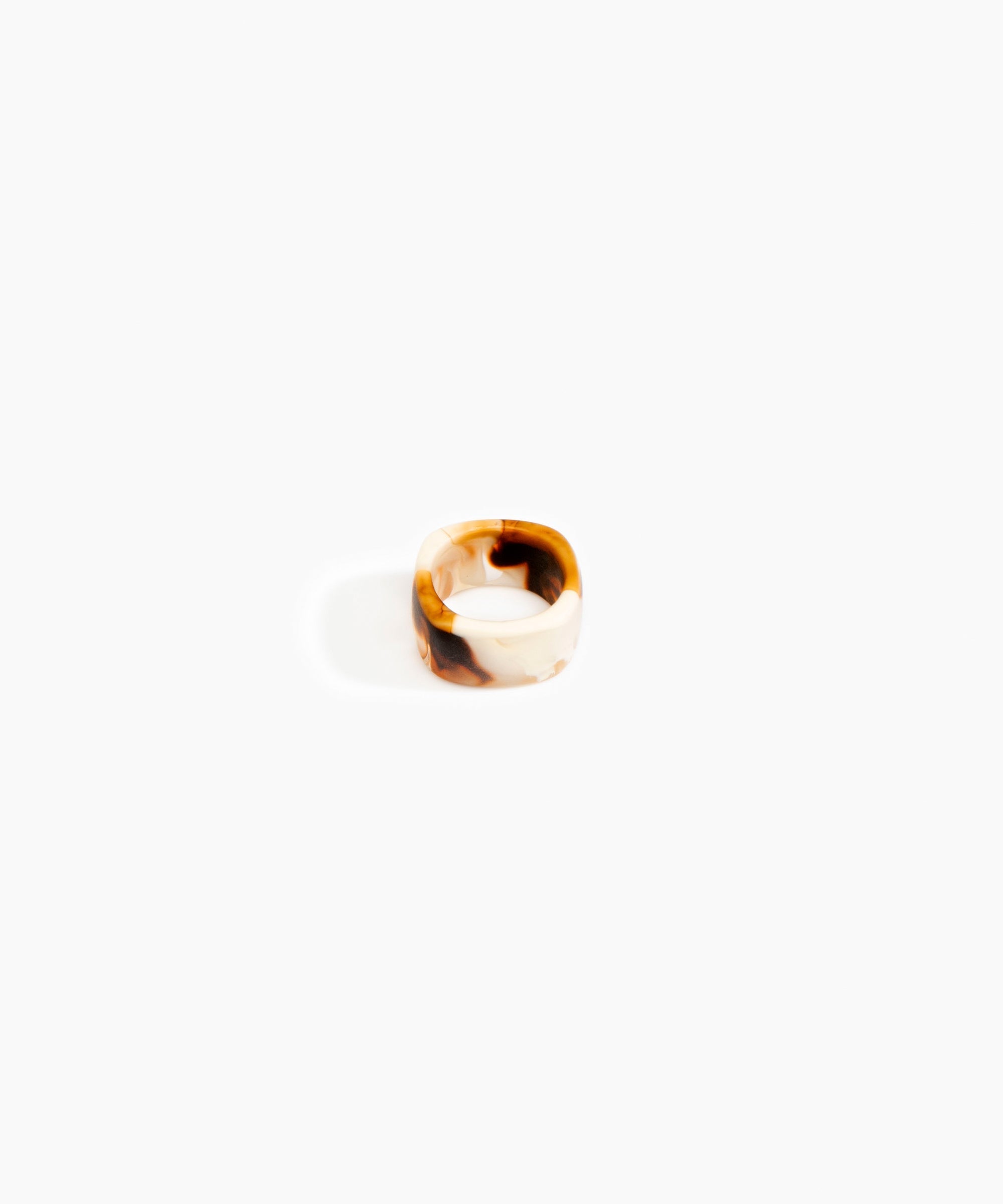 Dinosaur Designs Cube Ring in Light Horn Colour resin with Wide Fit.