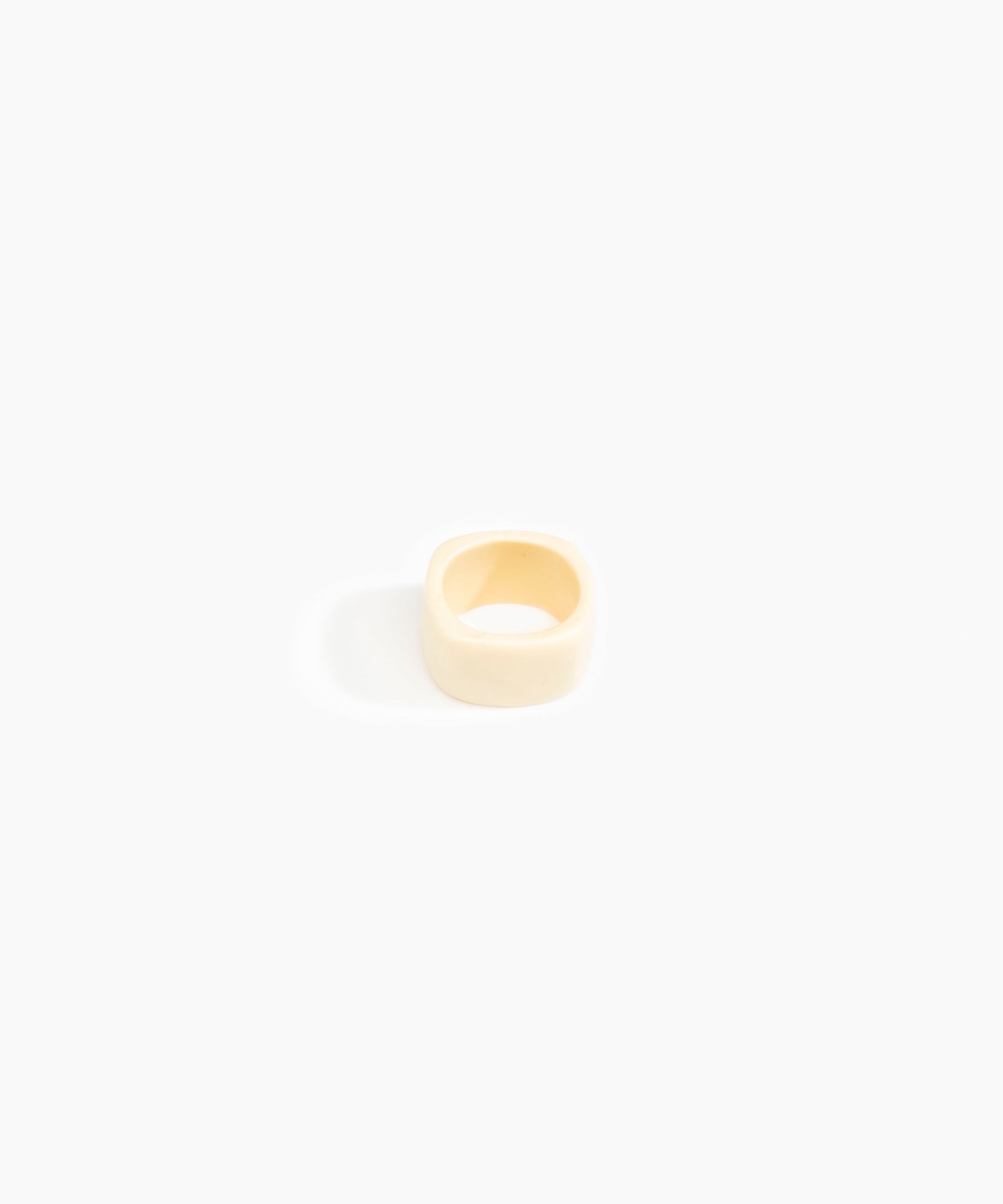 Dinosaur Designs Cube Ring in Cream Colour resin with Wide Fit