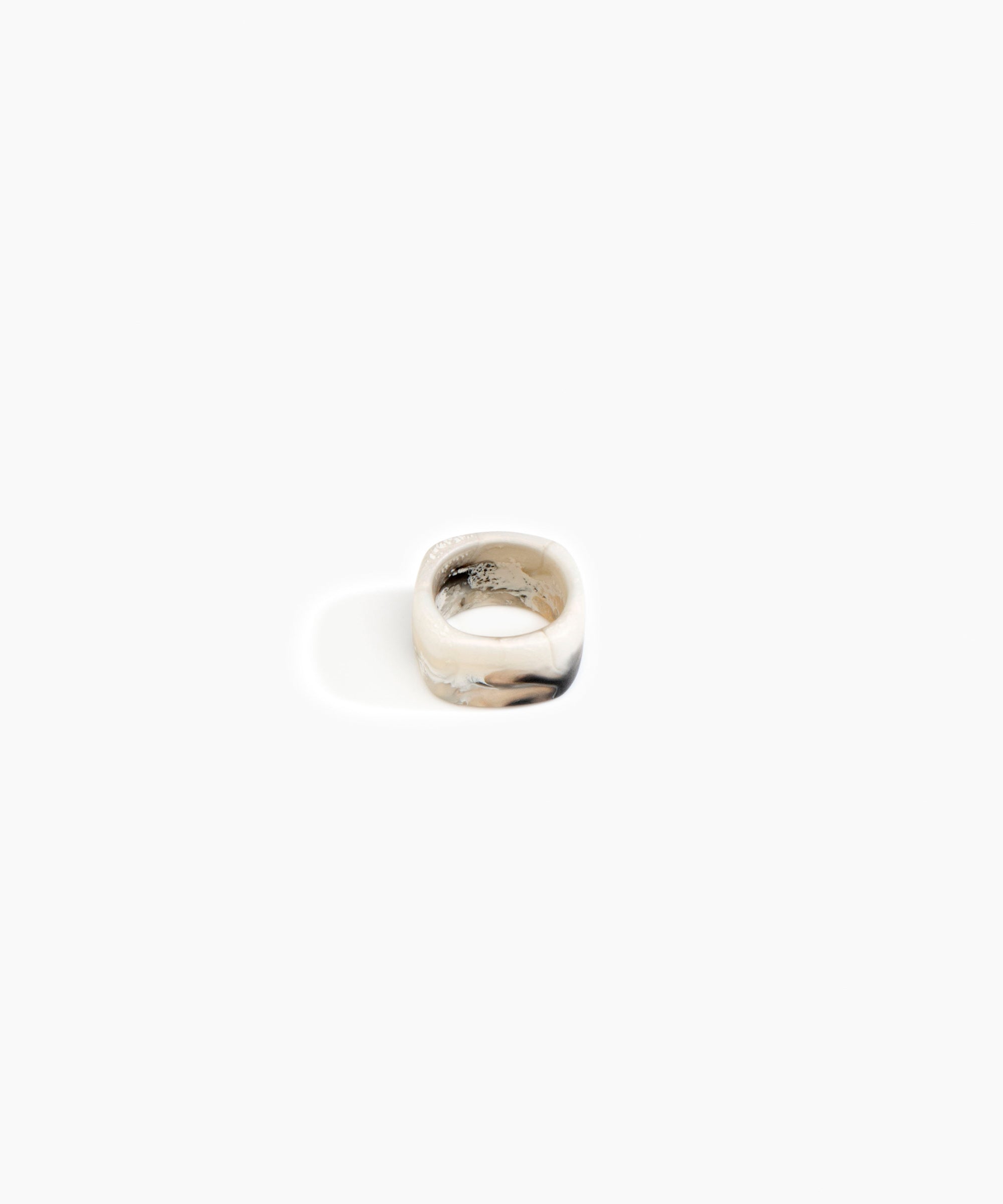 Dinosaur Designs Cube Ring in Sandy Pearl Colour resin with Wide Fit.