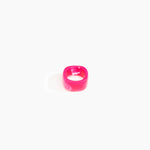 Dinosaur Designs Cube Ring in Flamingo Colour resin with Wide Fit.