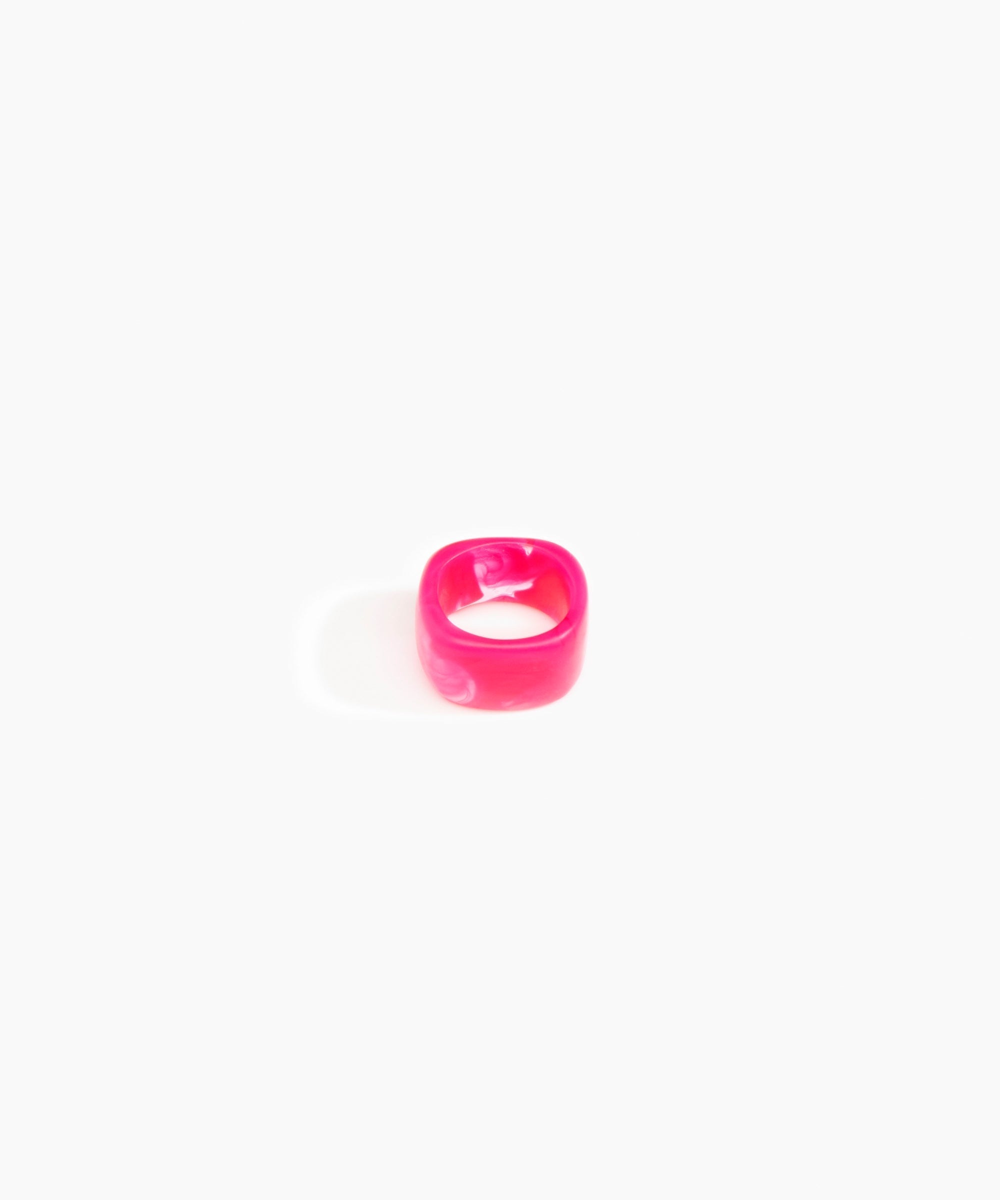 Dinosaur Designs Cube Ring in Flamingo Colour resin with Wide Fit.