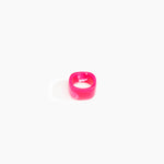 Dinosaur Designs Cube Ring in Flamingo Colour resin with Wide Fit