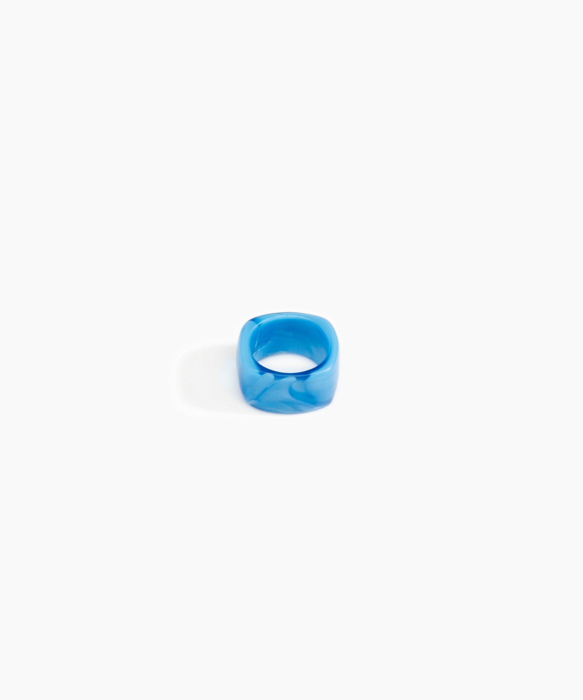 Dinosaur Designs Cube Ring in Sky Colour resin with Wide Fit