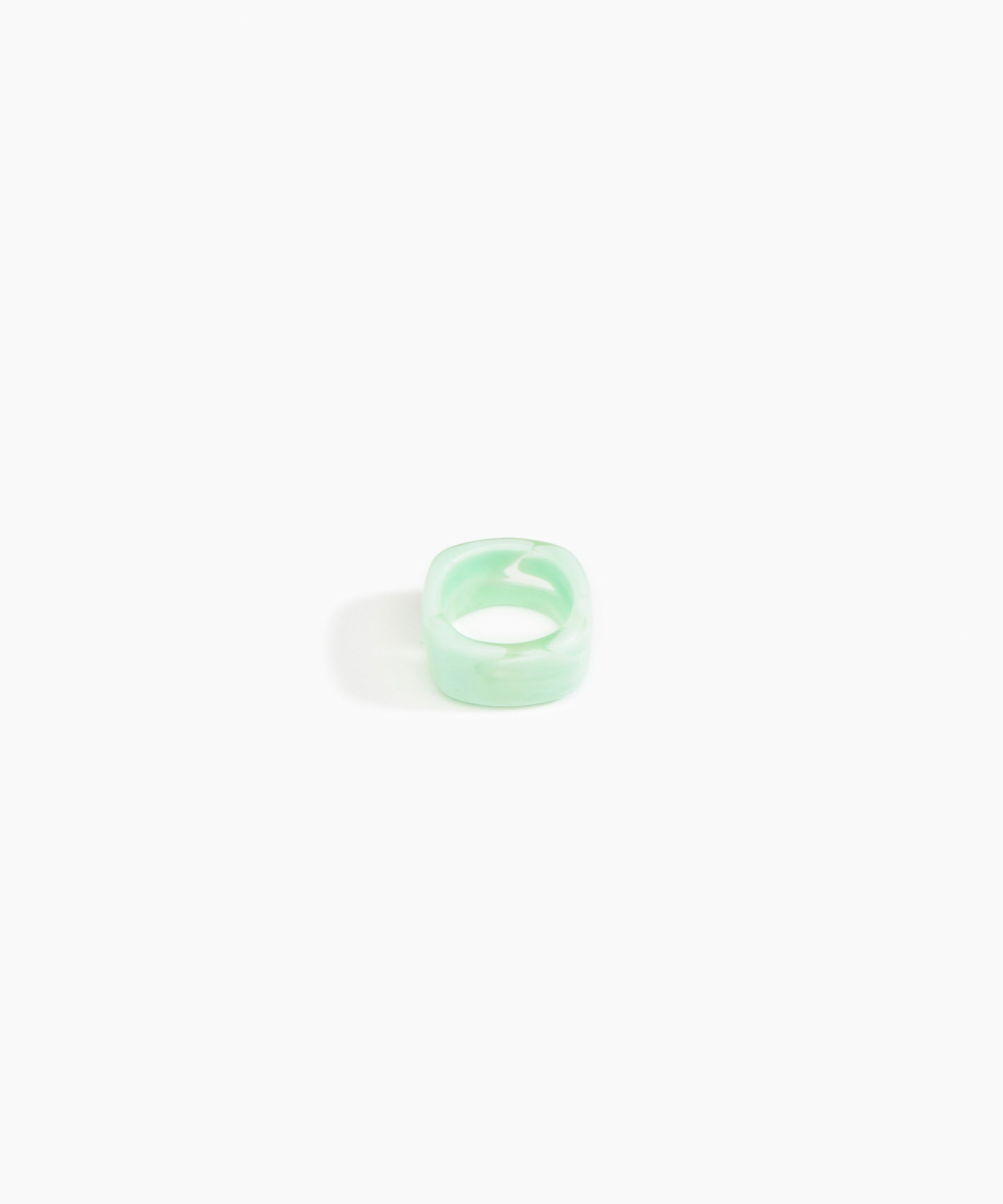 Dinosaur Designs Cube Ring in Mint Colour resin with Wide Fit.