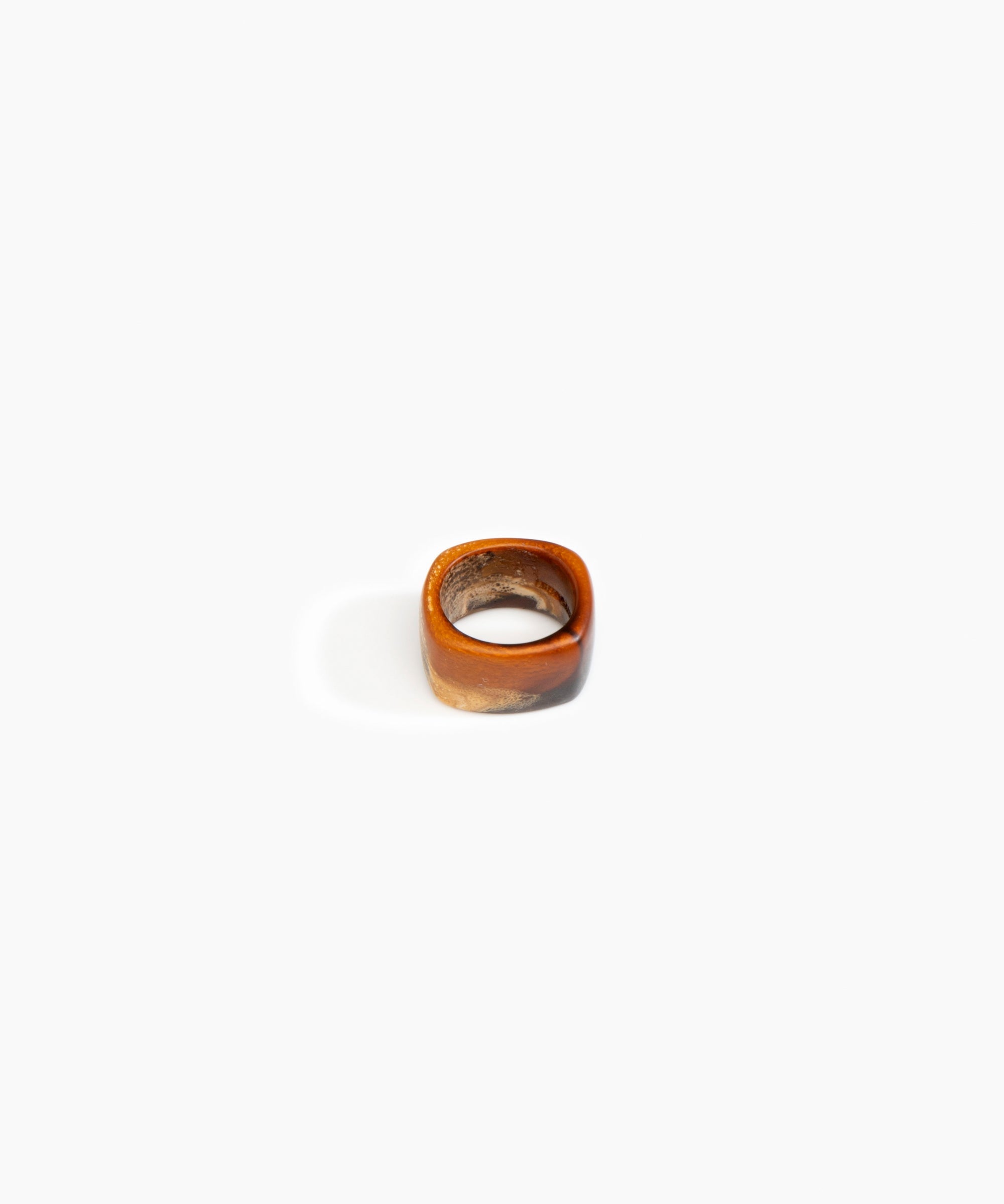 Dinosaur Designs Cube Ring in Dark Horn Colour resin with Wide Fit