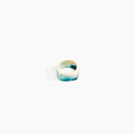 Dinosaur Designs Cube Ring in Lagoon Colour resin with Wide Fit.