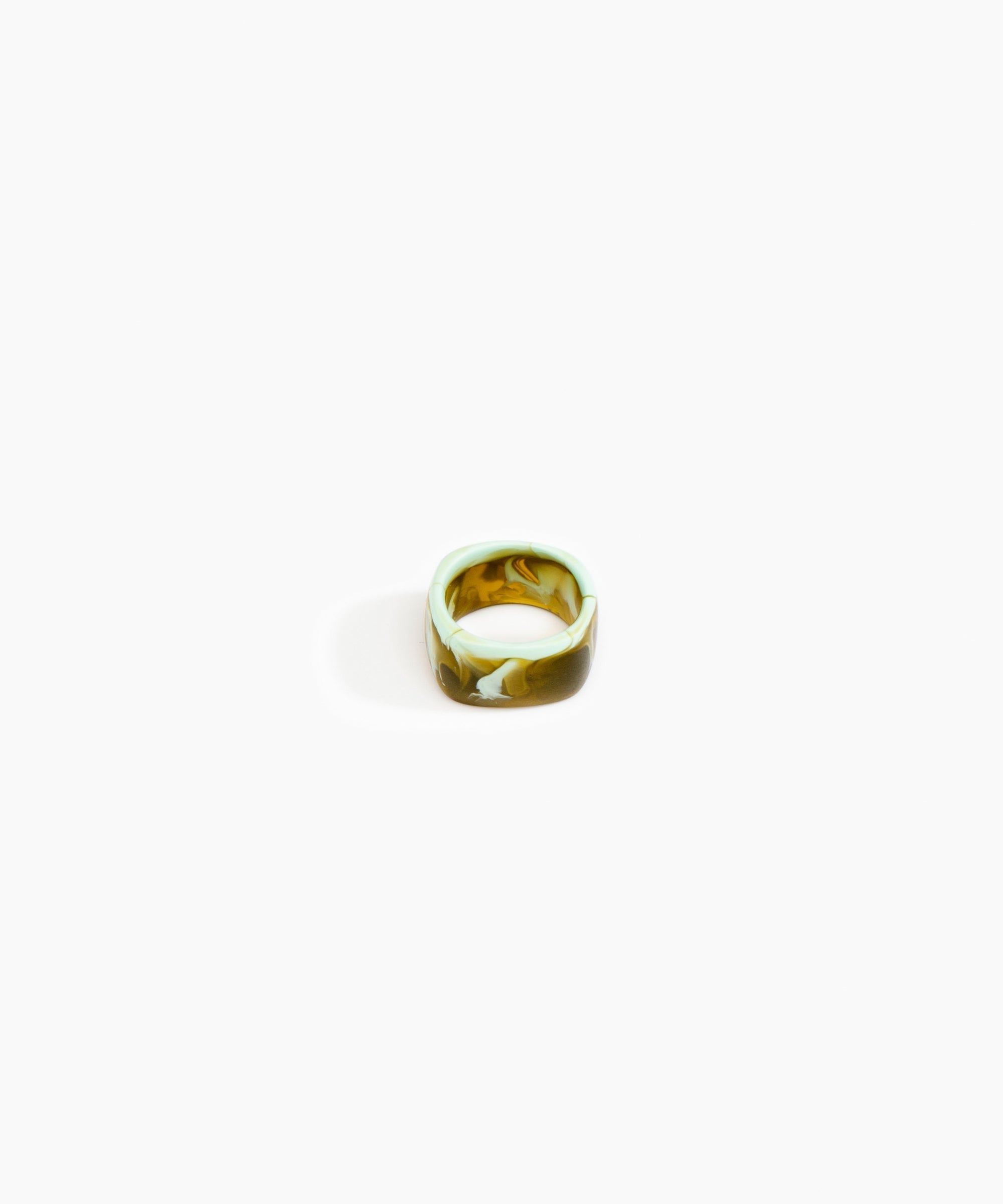 Dinosaur Designs Cube Ring in Malachite Colour resin with Wide Fit.