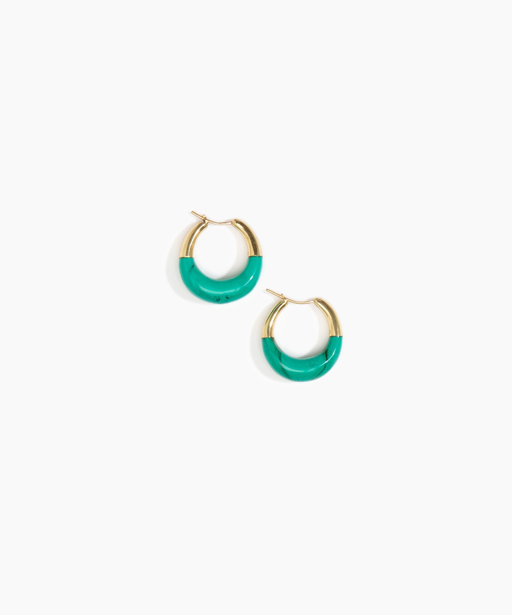 Dinosaur Designs Small Horn Hoop Earrings Earrings in Mineral Swirl Colour resin .