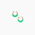 Dinosaur Designs Small Horn Hoop Earrings in Leaf Colour resin with Nano-Coated Brass Material.