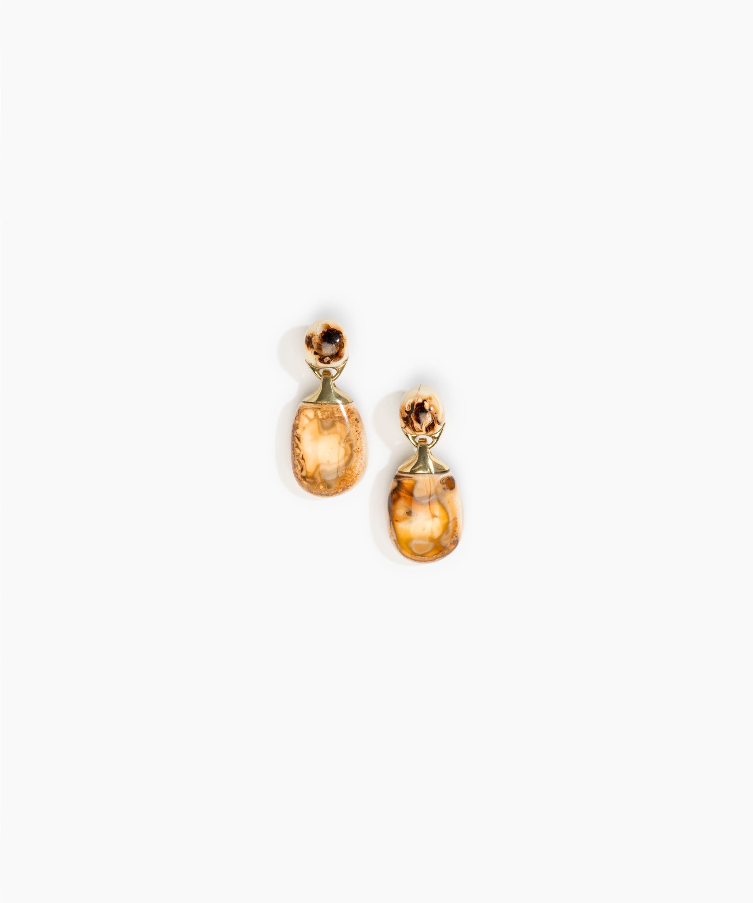 Dinosaur Designs Small River Rock Earrings in Light Horn color resin with Studs Backing