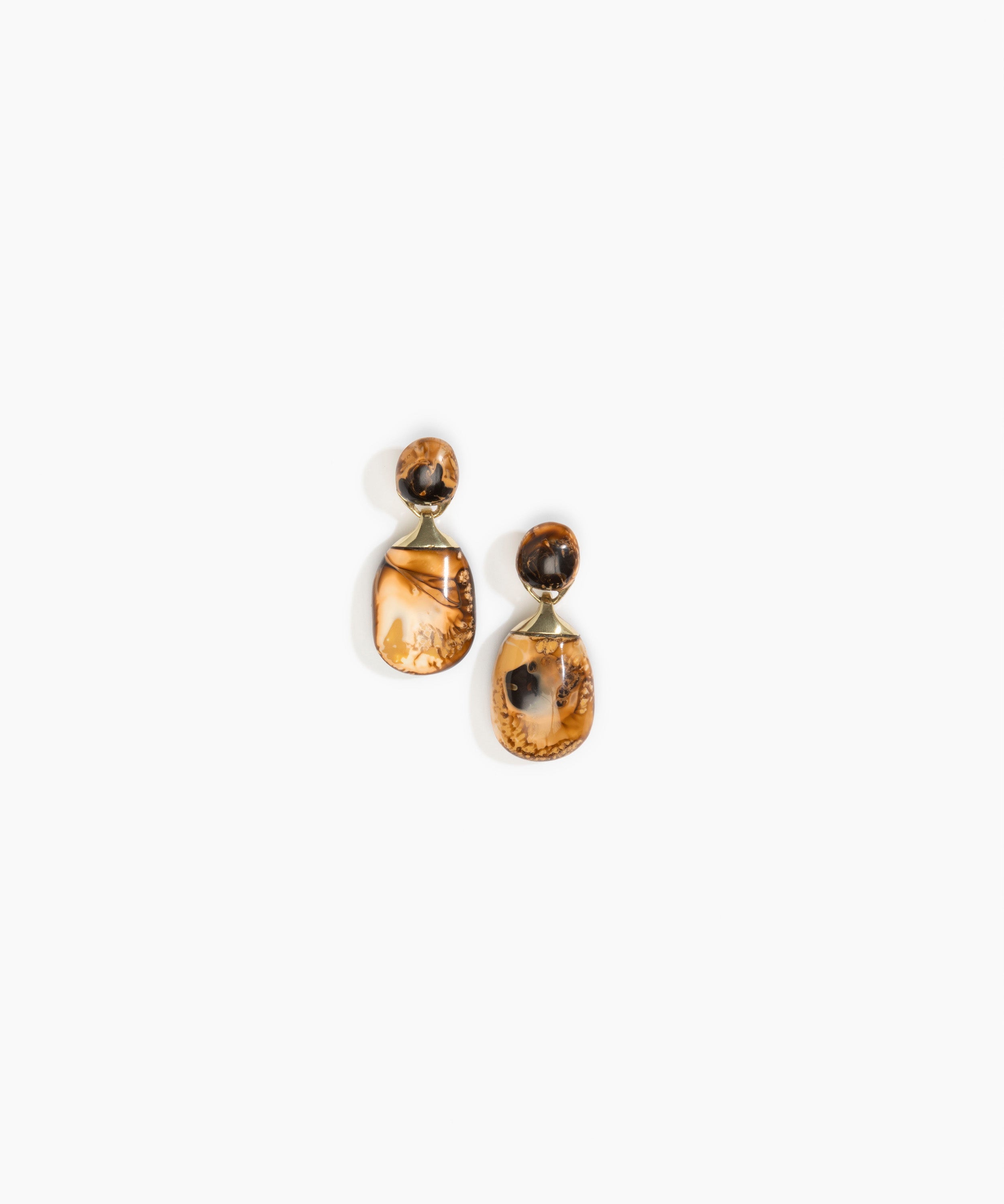 Dinosaur Designs Small River Rock Earrings in Dark Horn Colour resin with Studs Backing.