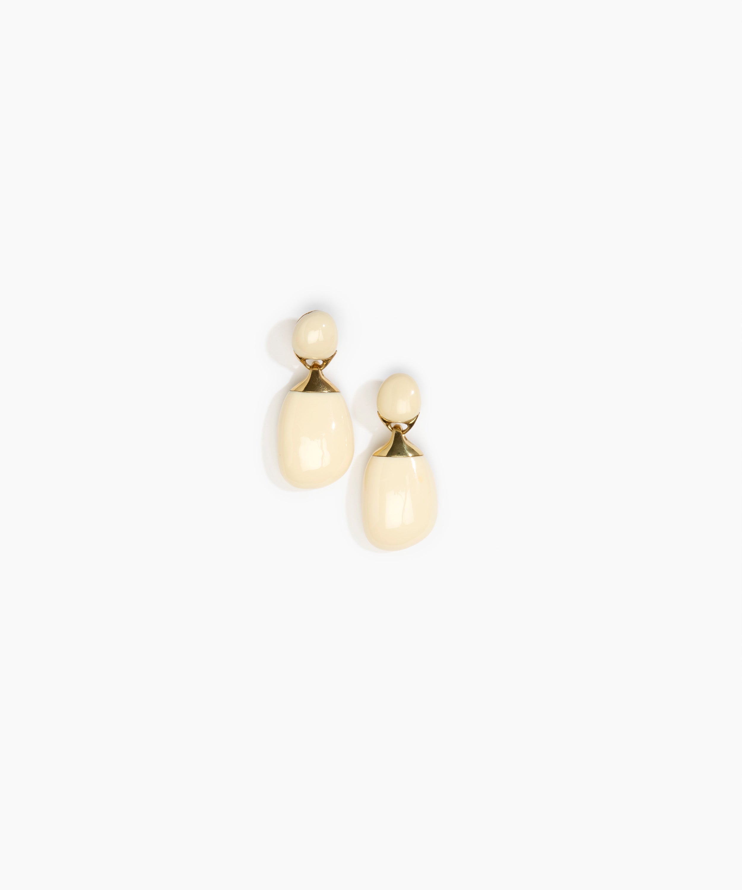 Dinosaur Designs Small River Rock Earrings in Cream color resin with Studs Backing