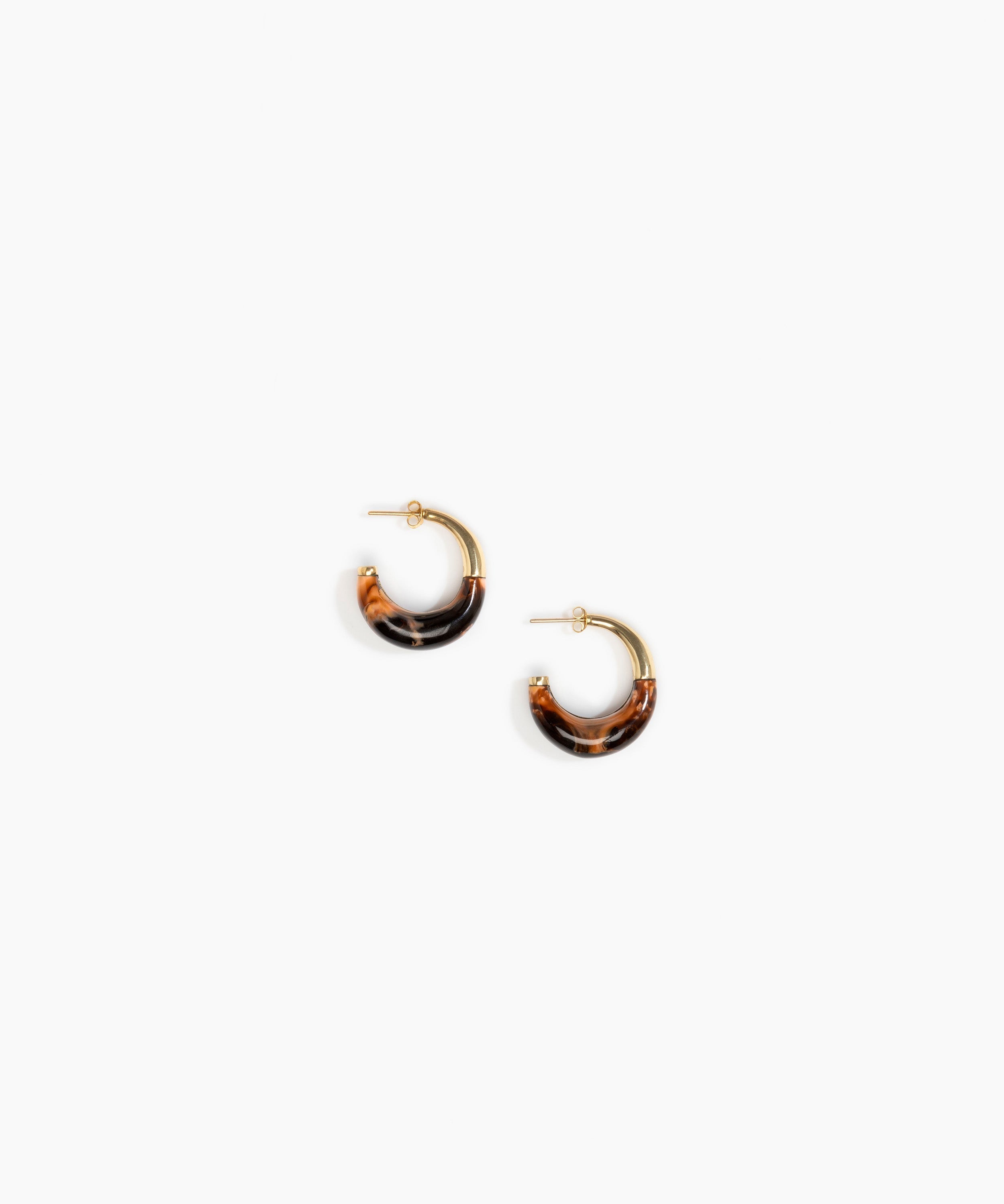 Dinosaur Designs Small Horn Earrings in Dark Horn Colour resin with Nano-Coated Brass Material.