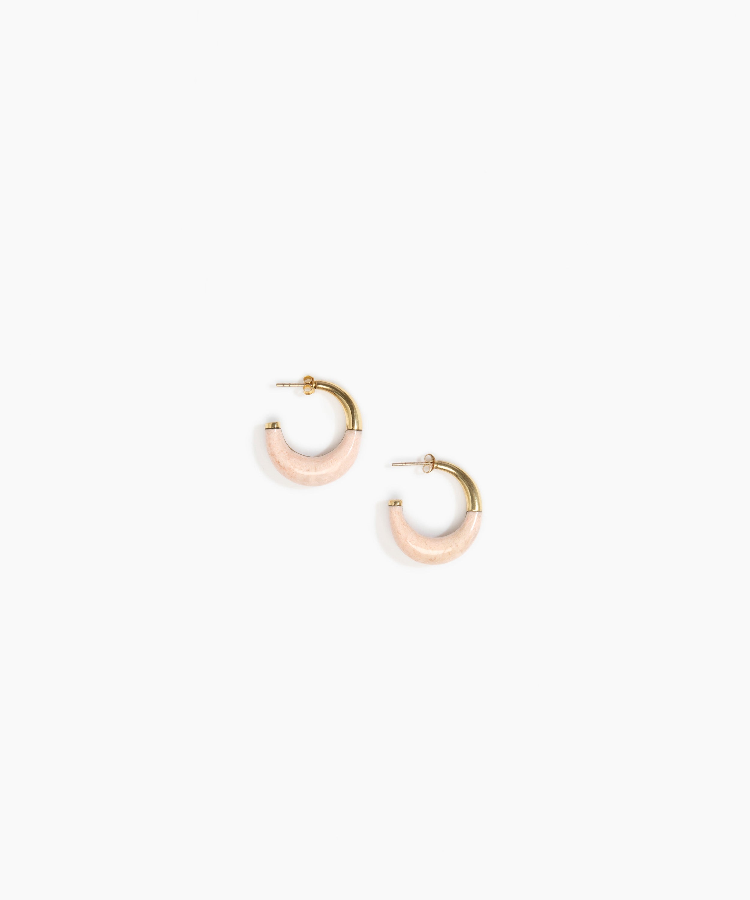 Dinosaur Designs Small Horn Earrings in Rose Swirl Colour resin with Nano-Coated Brass Material..