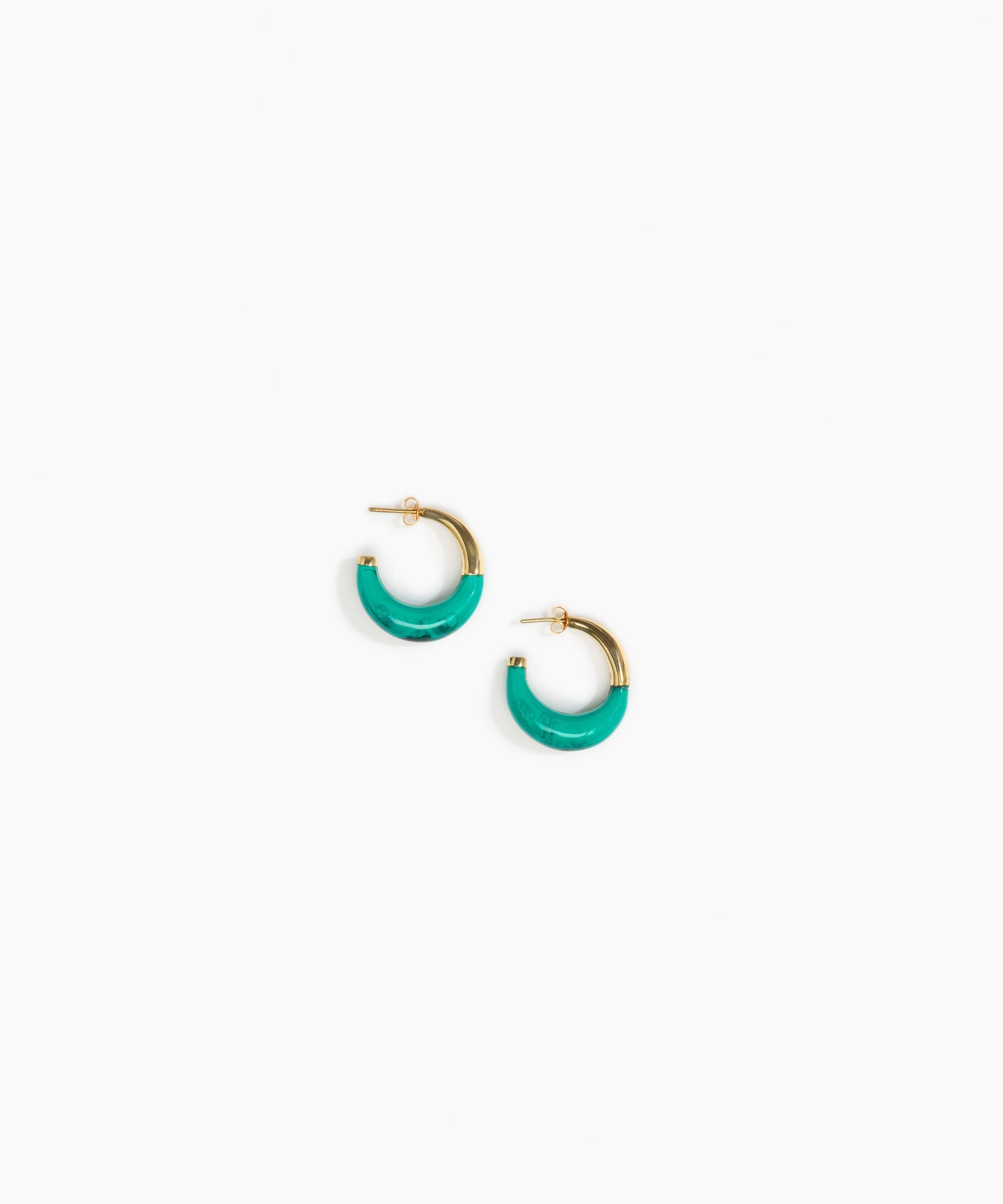 Dinosaur Designs Small Horn Earrings in Mineral Swirl Colour resin with Nano-Coated Brass Material.