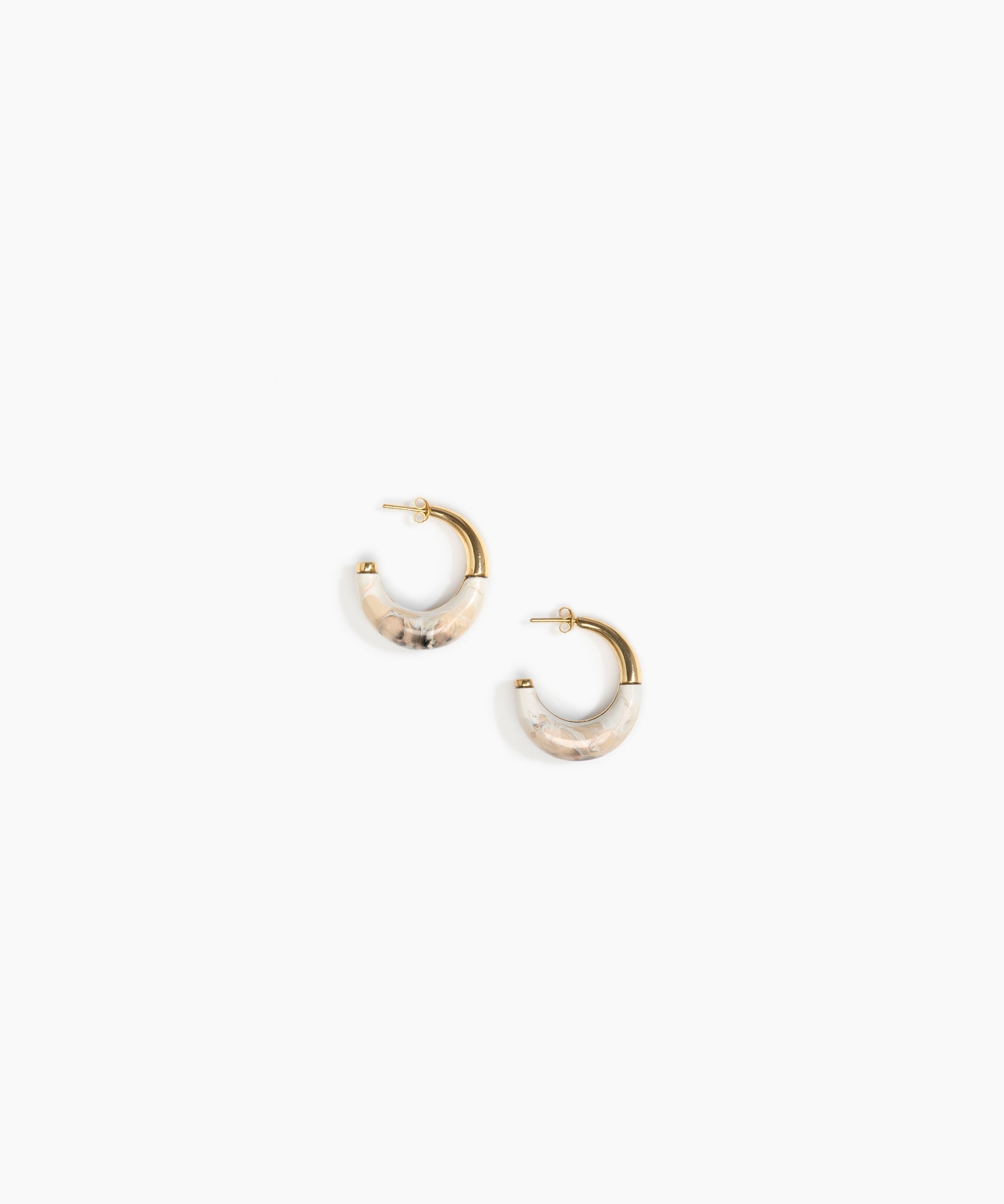 Dinosaur Designs Small Horn Earrings in Sandy Pearl Colour resin with Nano-Coated Brass Material.