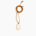 Dinosaur Designs River Rock Pendant on Leather in Cream Colour resin.