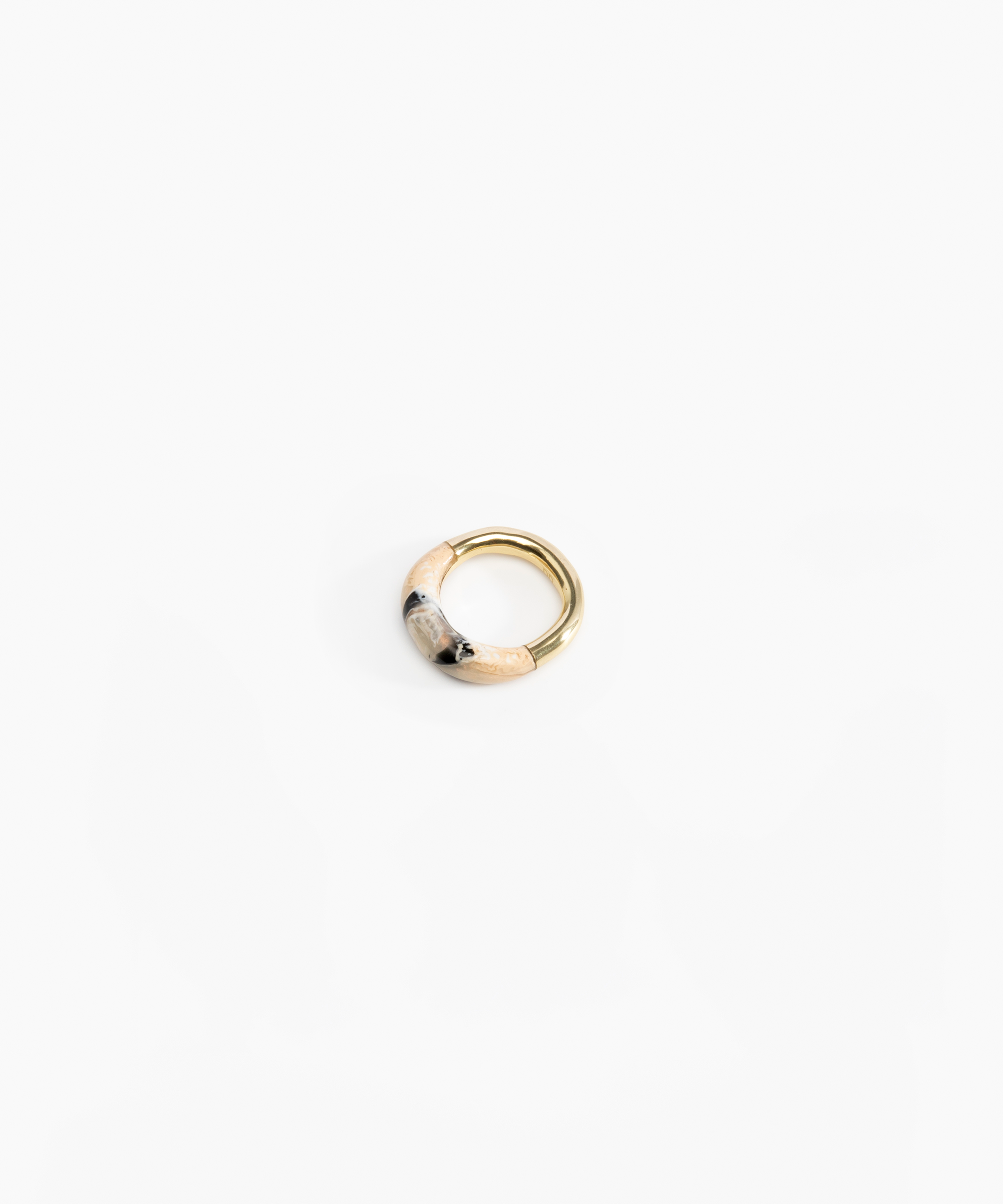 Dinosaur Designs Small Horn Ring in Sandy Pearl color resin with Nano-Coated Brass Material