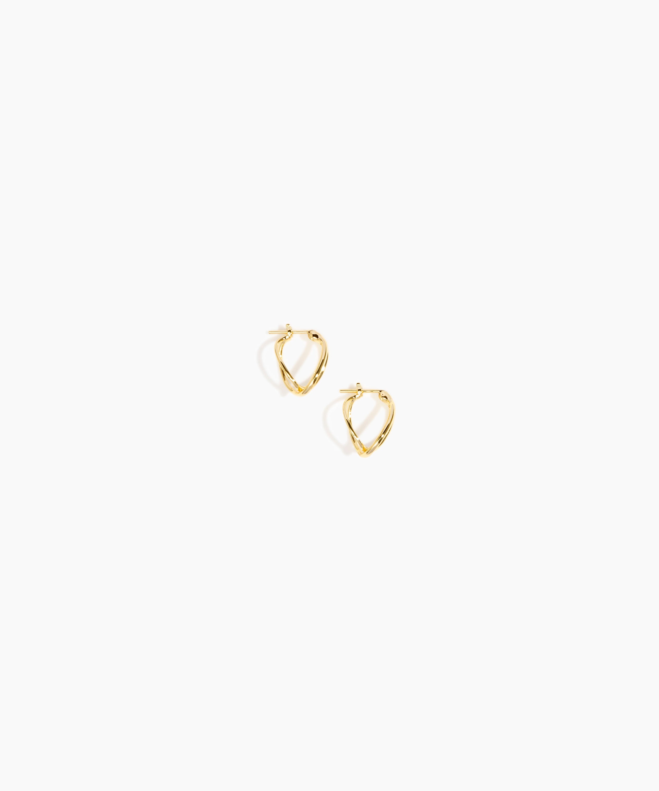 Dinosaur Designs and Alex & Trahanas Small Corda Earrings in Brass — polished gold-toned brass hoop earrings with interlinked twisted loop design.