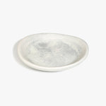 Dinosaur Designs Large Bones Bowl in Cloud — handmade marbled cream and grey resin shallow serving bowl with a rounded organic form...