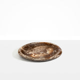 Dinosaur Designs Medium Bones Bowl in Cappuccino — mid sized handmade marbled brown and cream resin shallow serving bowl with a rounded organic form..