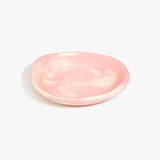 Dinosaur Designs Small Bones Bowl in Blossom — small handmade marbled pink and cream resin shallow serving bowl with a rounded organic form