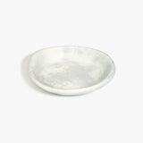 Dinosaur Designs Small Bones Bowl in Cloud — small handmade marbled grey and cream resin shallow serving bowl with a rounded organic form..