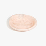 Dinosaur Designs Small Bones Bowl in Rose Swirl — small handmade marbled pink resin shallow serving bowl with a rounded organic form..